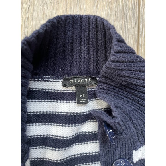 Talbots XS Nautical Sweater Navy & White Striped - Picture 2 of 6